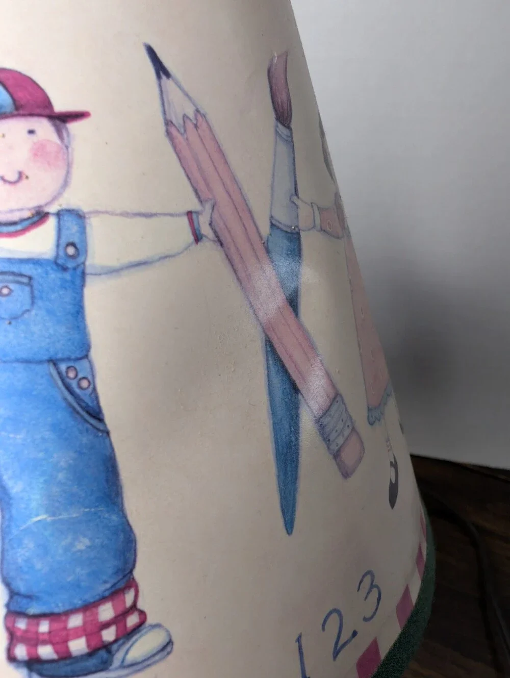 Vintage Susan Winget Children in the Schoolbus Lamp Shade Nursery Decor Working
